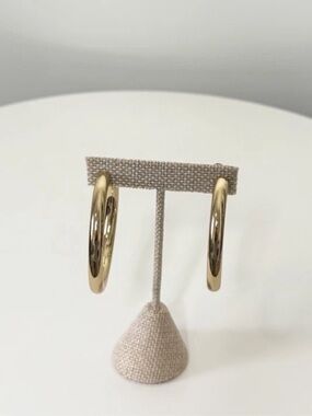 Gold Plated Large Hoop Earrings - Very Pretty Set.